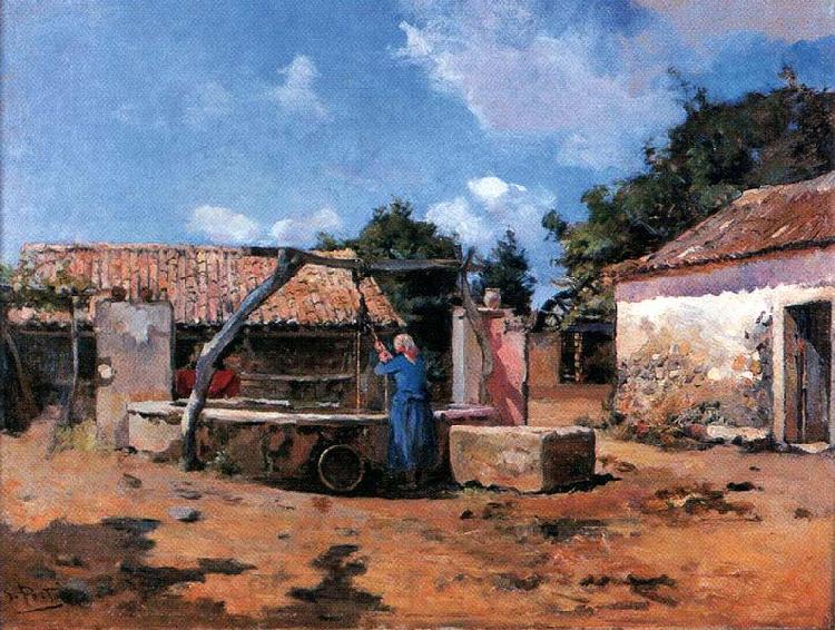 Antonio Carvalho de Silva Porto Na cisterna France oil painting art